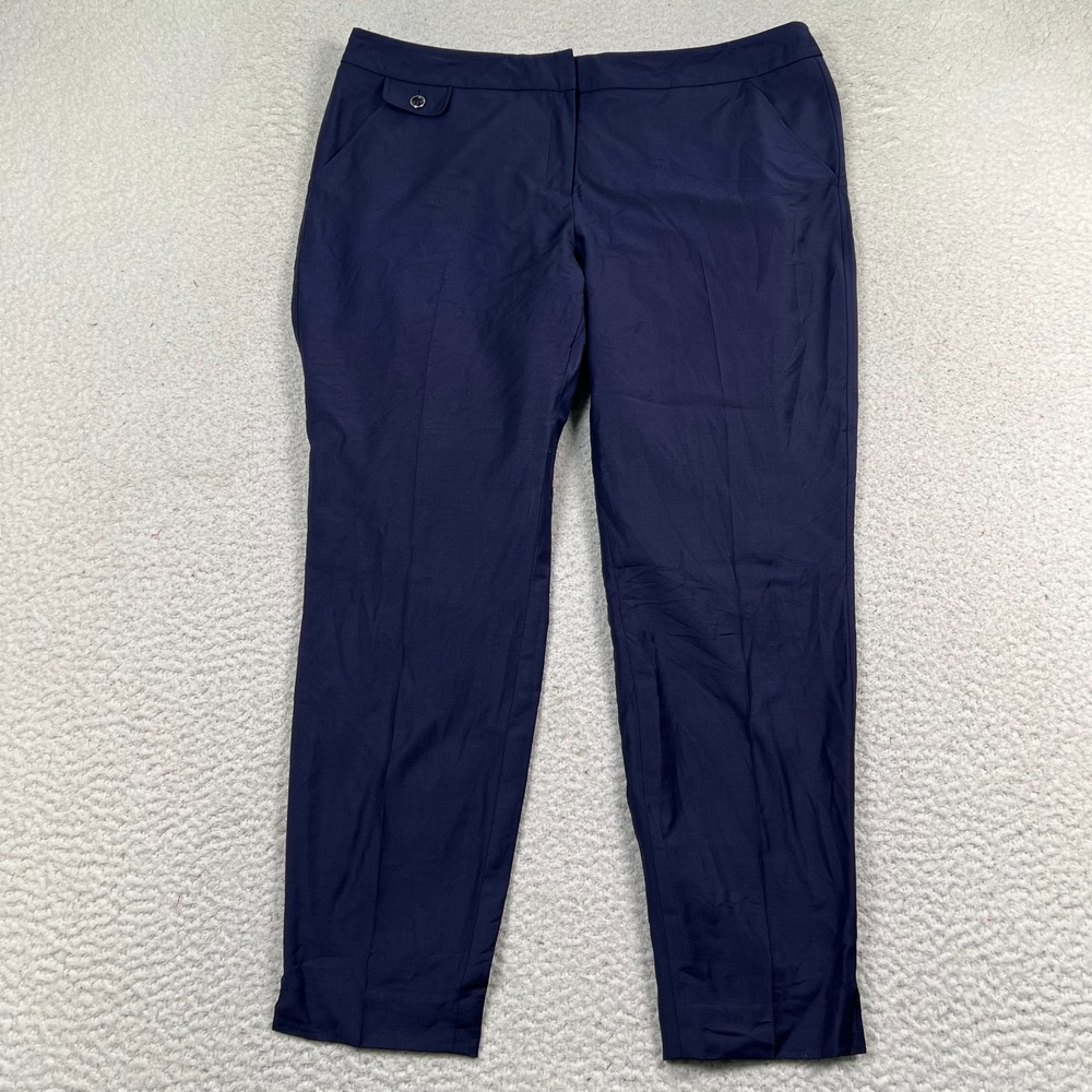 Ted Baker Wool Blend Dress Pants Women 5 US 12 Tapered Leg Career Navy Blue